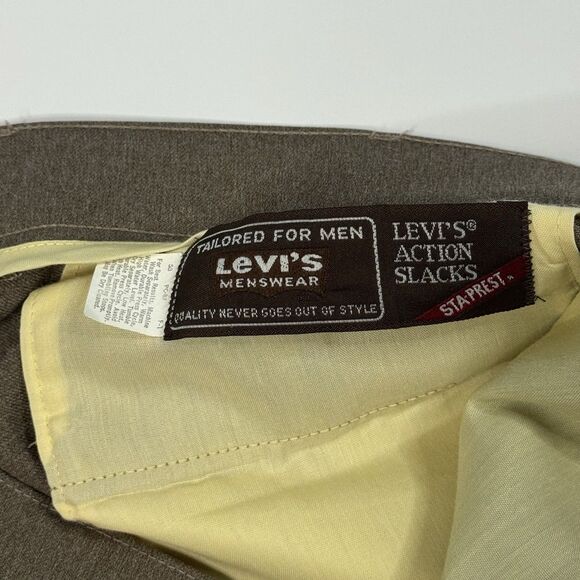Vintage 70s Levi’s Action Slacks Mens 36 Brown Straight Leg USA Classic - Picture 5 of 8